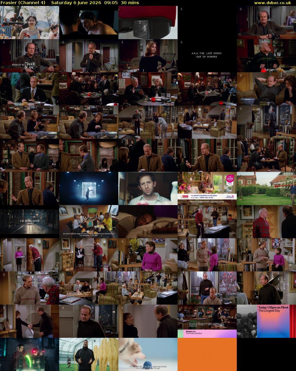 Frasier (Channel 4) Saturday 6 June 2026 09:05 - 09:35