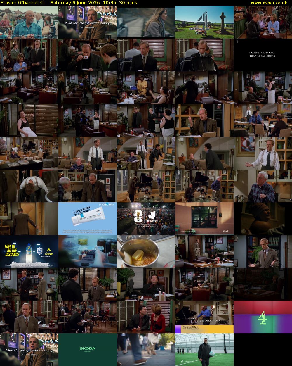 Frasier (Channel 4) Saturday 6 June 2026 10:35 - 11:05
