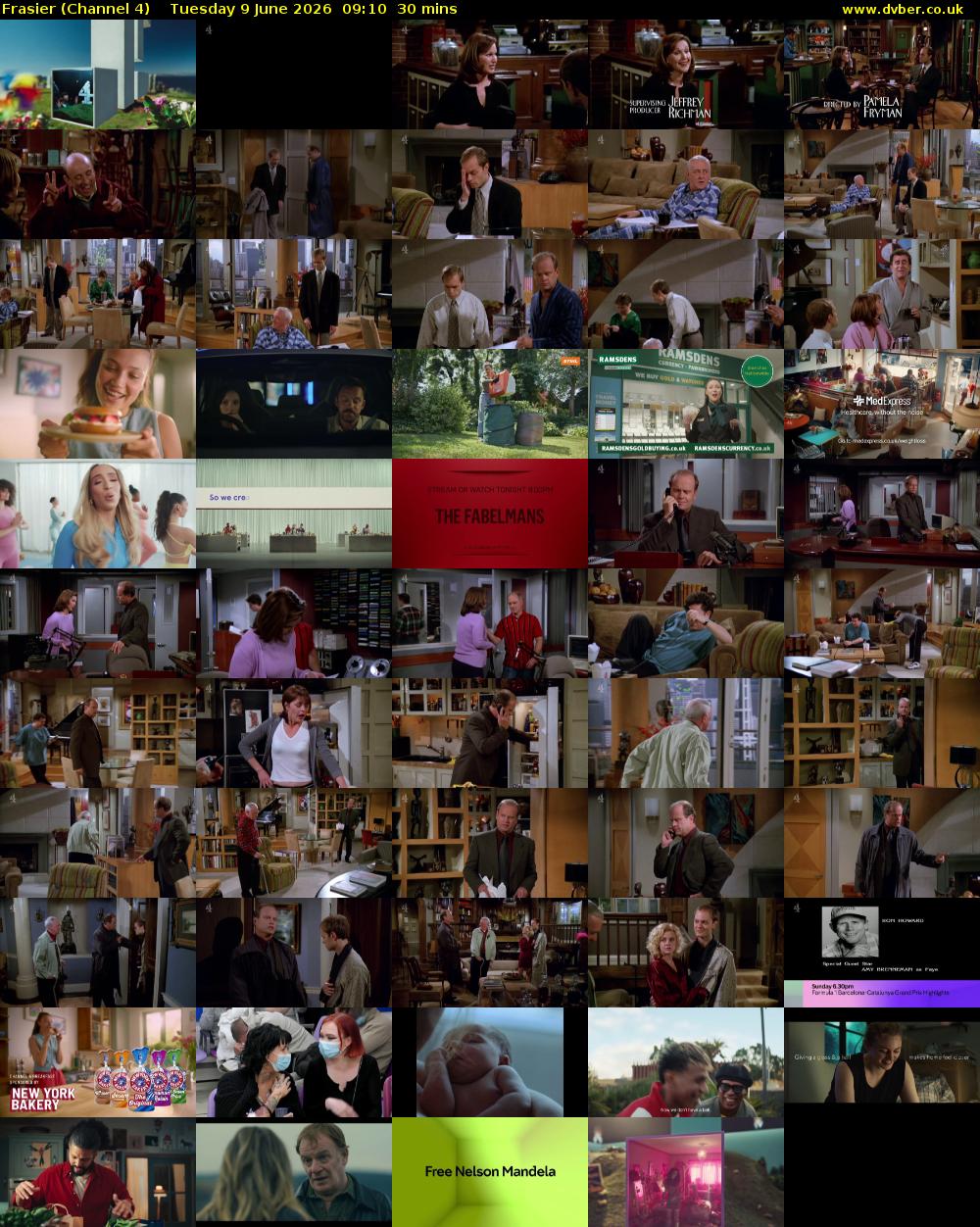 Frasier (Channel 4) Tuesday 9 June 2026 09:10 - 09:40