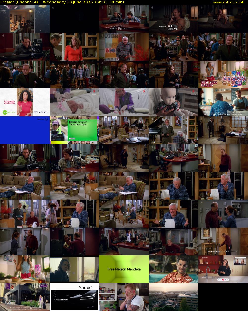 Frasier (Channel 4) Wednesday 10 June 2026 09:10 - 09:40
