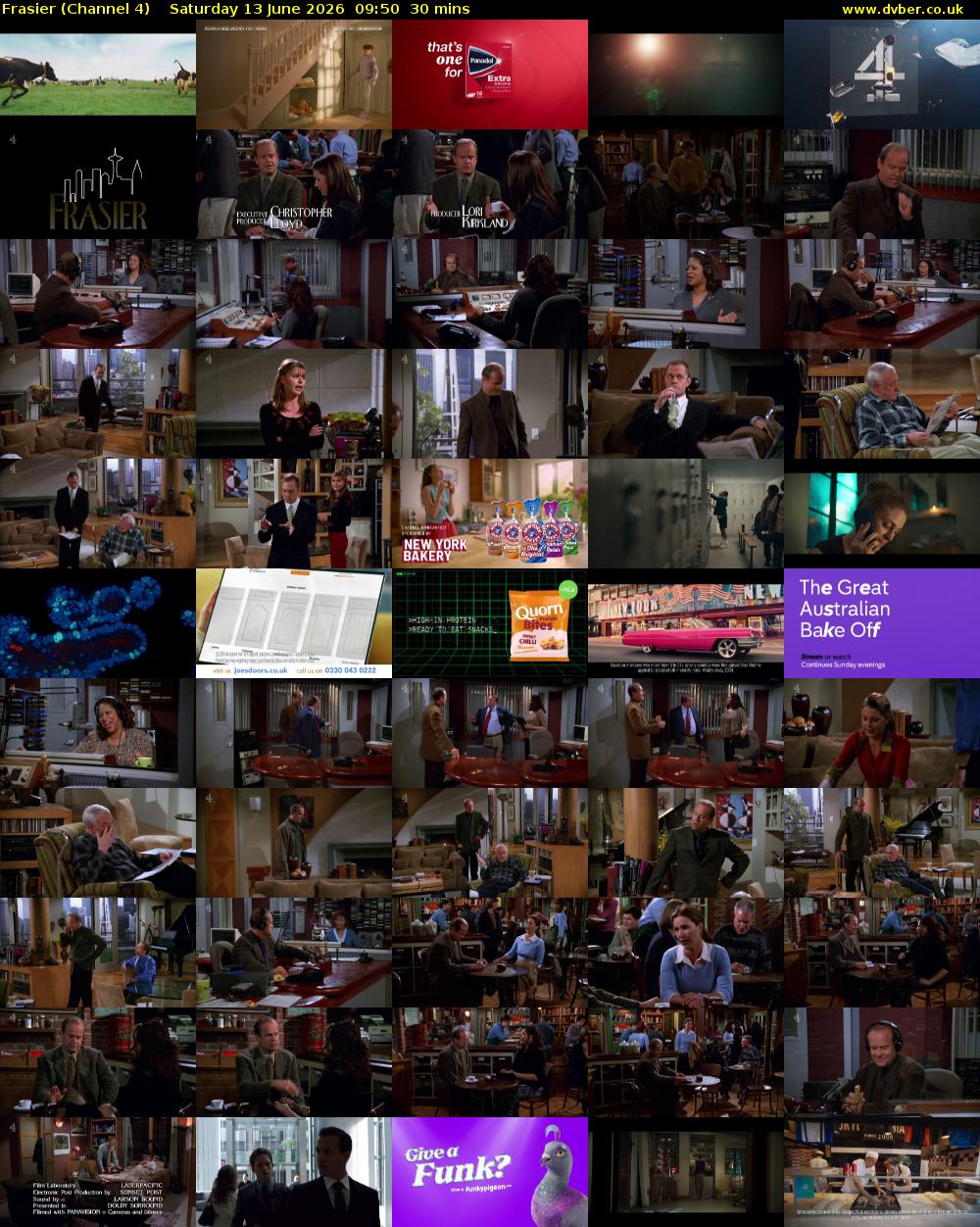 Frasier (Channel 4) Saturday 13 June 2026 09:50 - 10:20