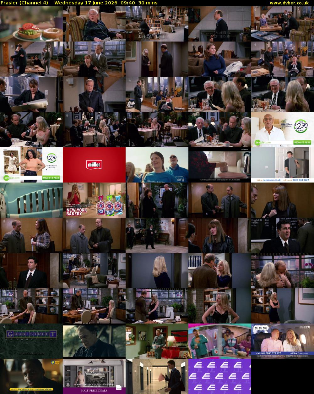 Frasier (Channel 4) Wednesday 17 June 2026 09:40 - 10:10