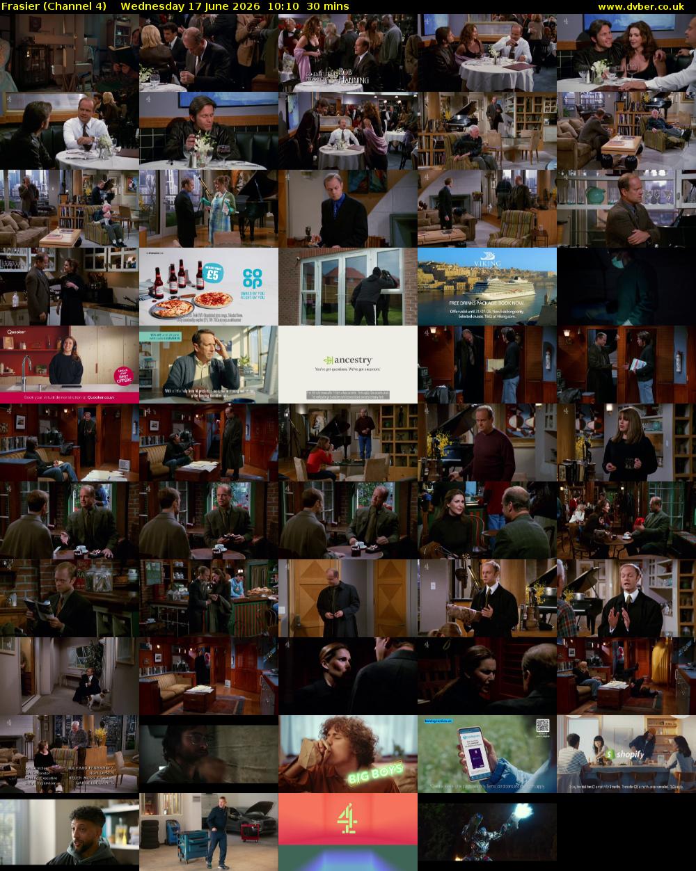 Frasier (Channel 4) Wednesday 17 June 2026 10:10 - 10:40