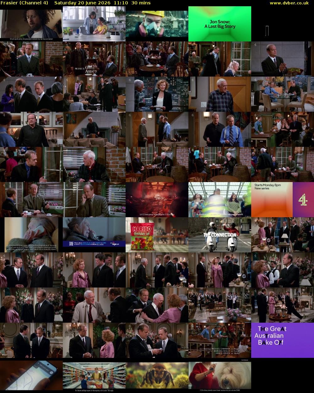 Frasier (Channel 4) Saturday 20 June 2026 11:10 - 11:40
