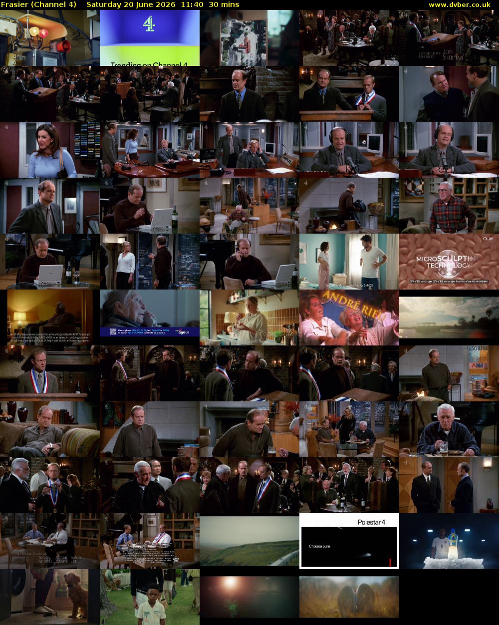 Frasier (Channel 4) Saturday 20 June 2026 11:40 - 12:10