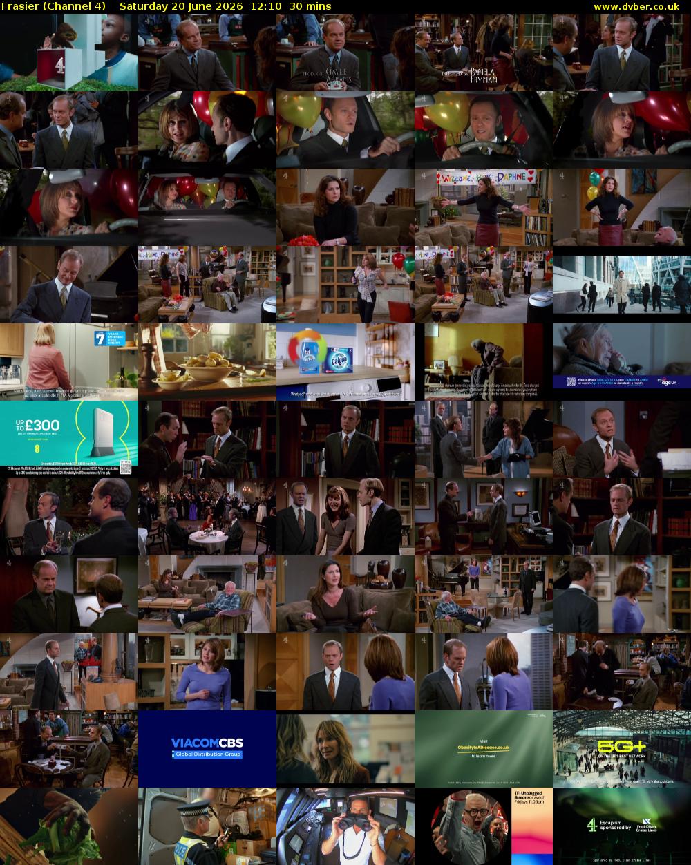 Frasier (Channel 4) Saturday 20 June 2026 12:10 - 12:40