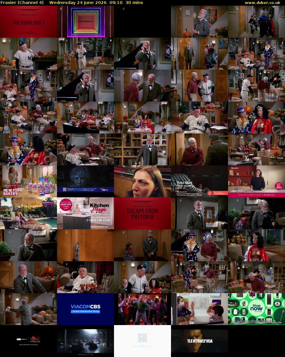 Frasier (Channel 4) Wednesday 24 June 2026 09:10 - 09:40