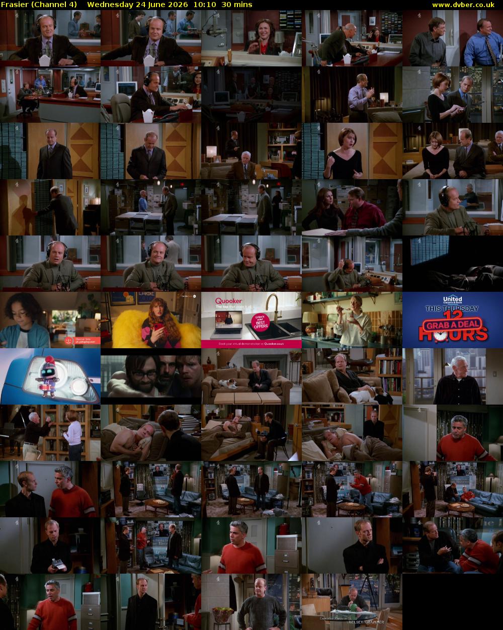 Frasier (Channel 4) Wednesday 24 June 2026 10:10 - 10:40