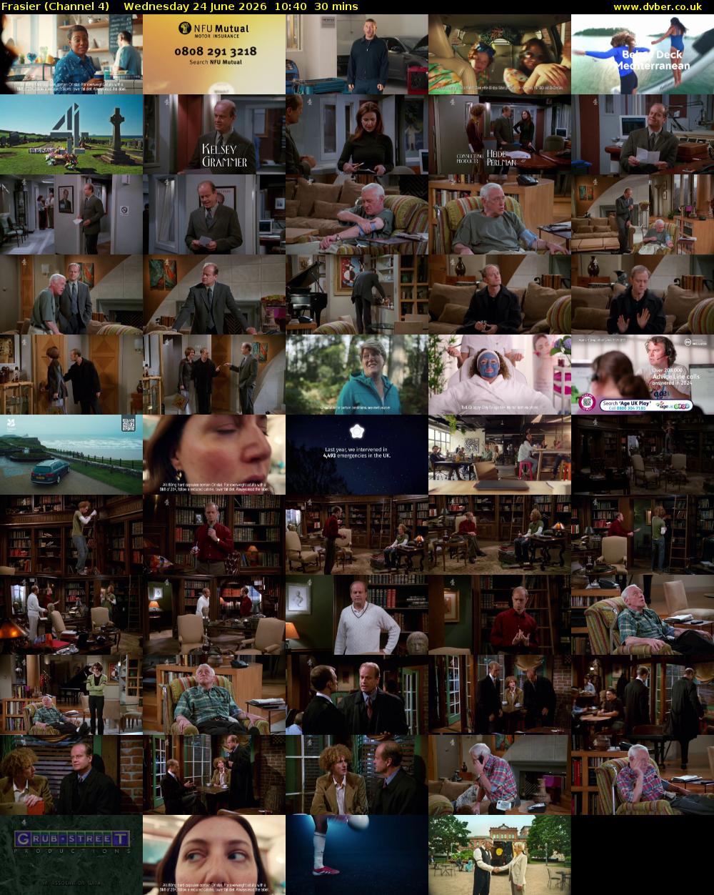 Frasier (Channel 4) Wednesday 24 June 2026 10:40 - 11:10
