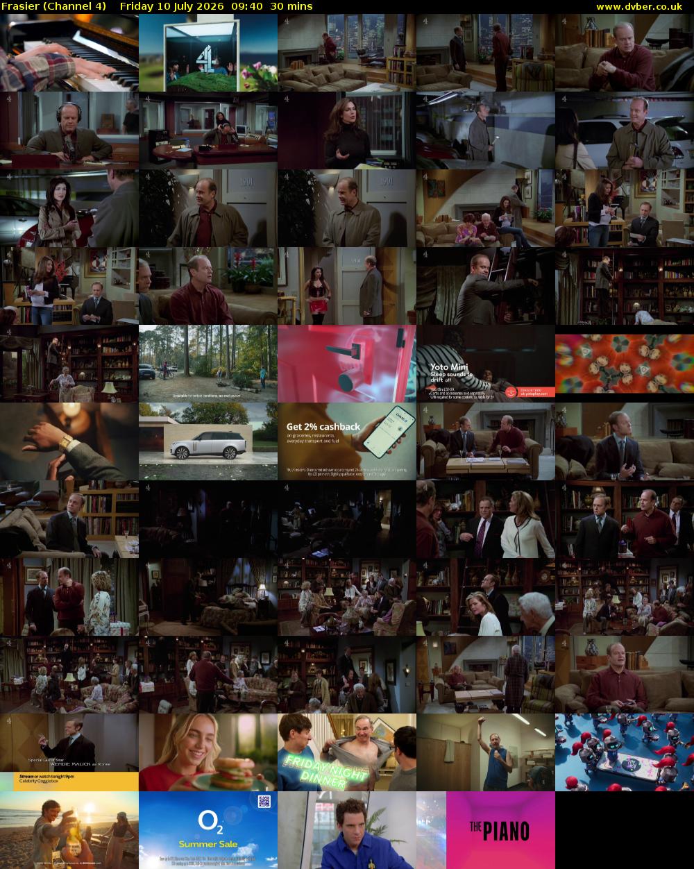 Frasier (Channel 4) Friday 10 July 2026 09:40 - 10:10