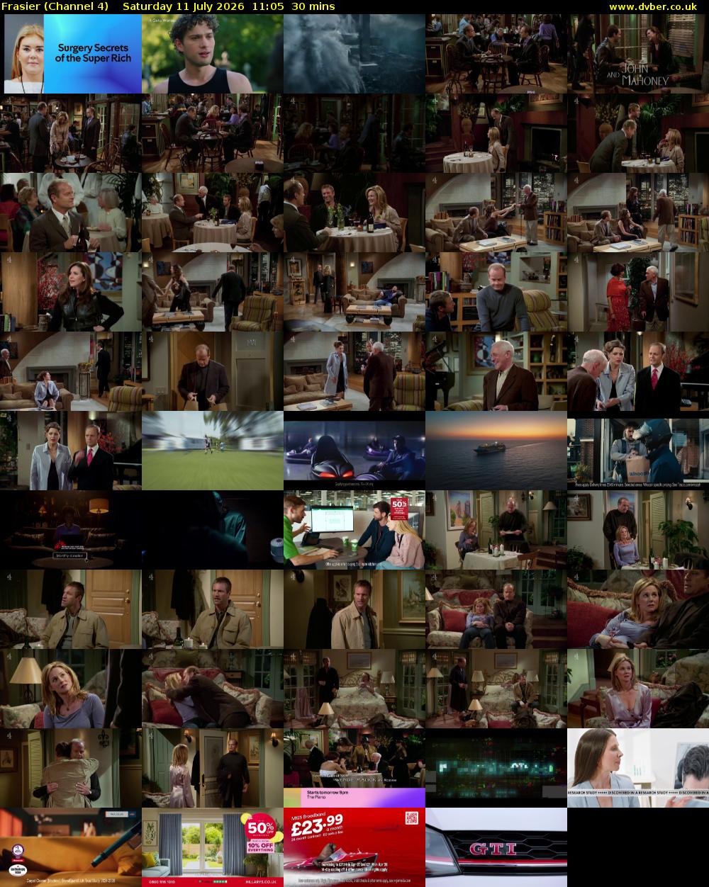 Frasier (Channel 4) Saturday 11 July 2026 11:05 - 11:35
