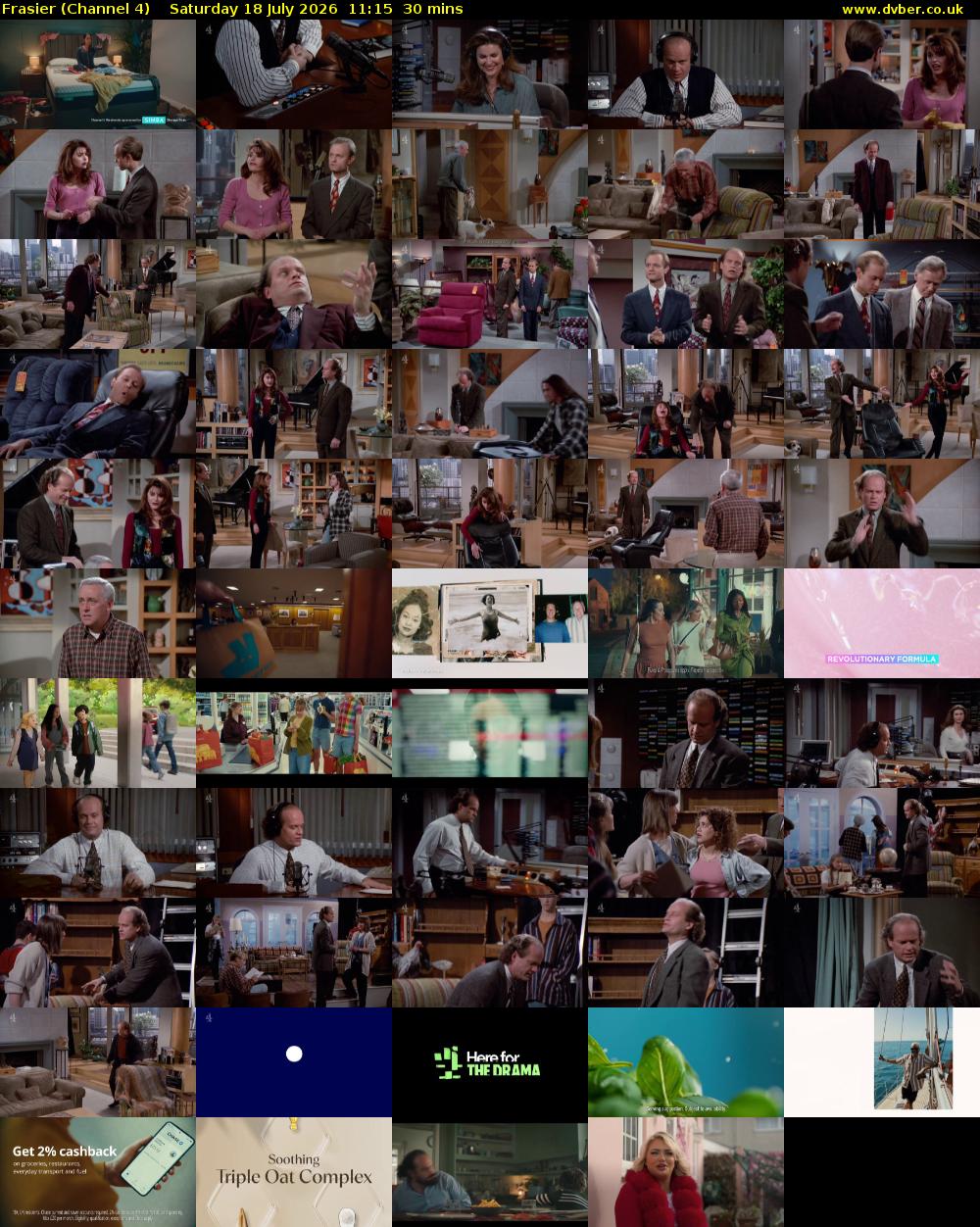 Frasier (Channel 4) Saturday 18 July 2026 11:15 - 11:45