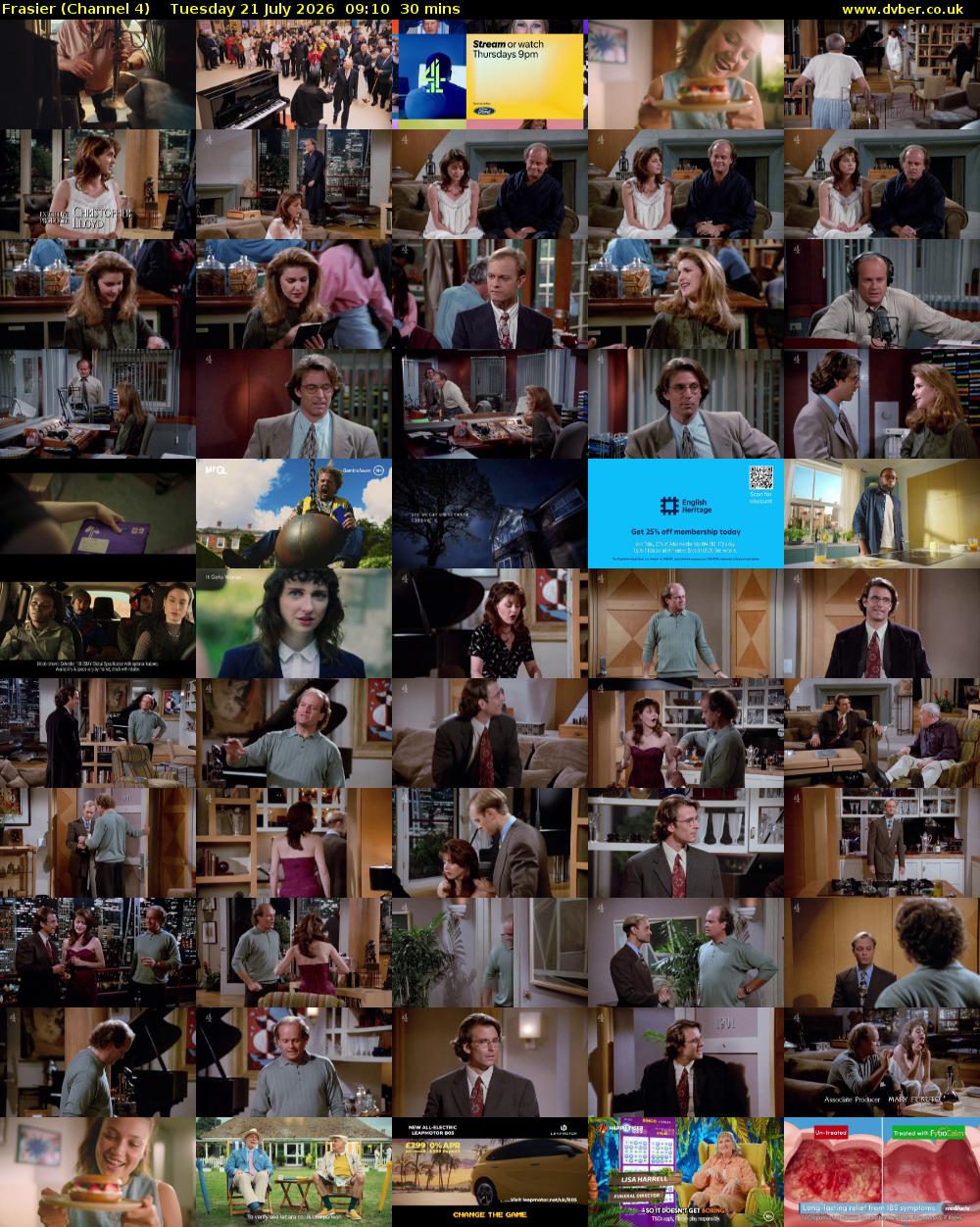 Frasier (Channel 4) Tuesday 21 July 2026 09:10 - 09:40