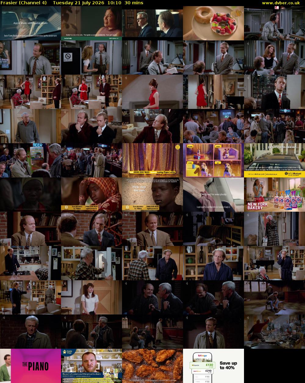 Frasier (Channel 4) Tuesday 21 July 2026 10:10 - 10:40