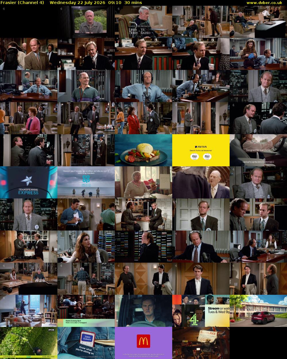 Frasier (Channel 4) Wednesday 22 July 2026 09:10 - 09:40