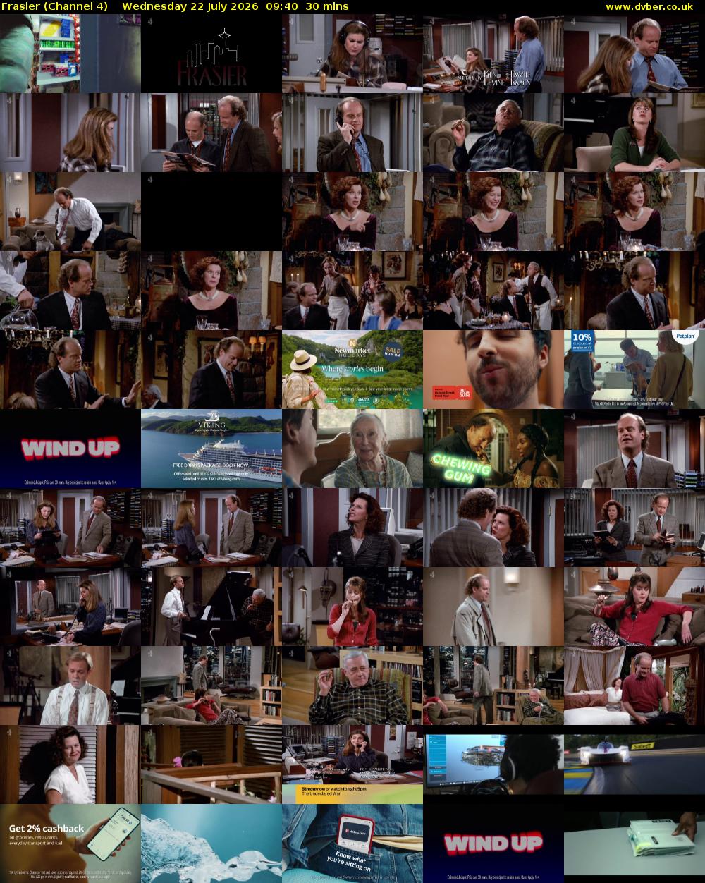 Frasier (Channel 4) Wednesday 22 July 2026 09:40 - 10:10