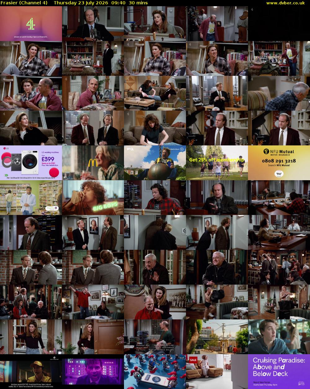 Frasier (Channel 4) Thursday 23 July 2026 09:40 - 10:10