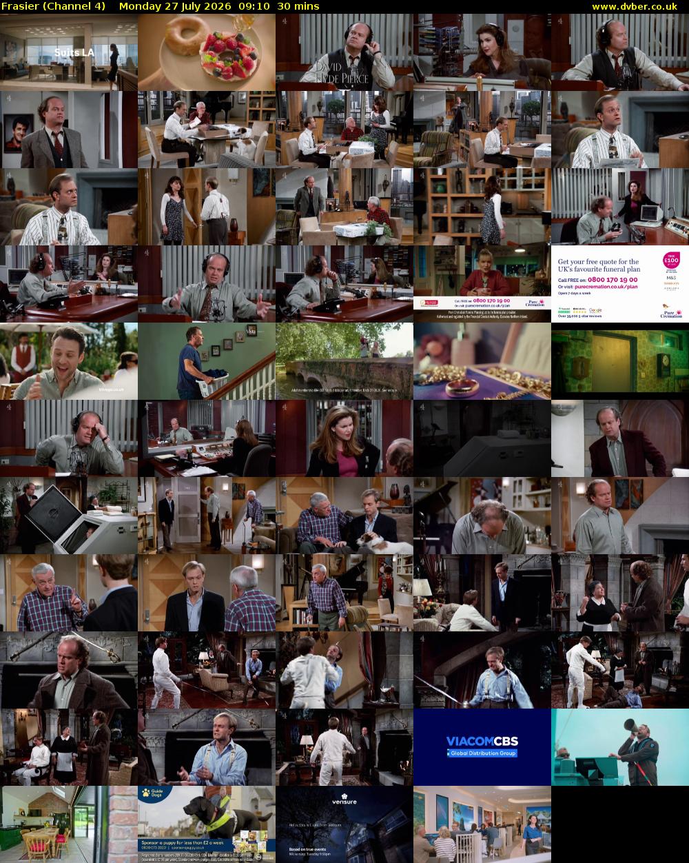 Frasier (Channel 4) Monday 27 July 2026 09:10 - 09:40