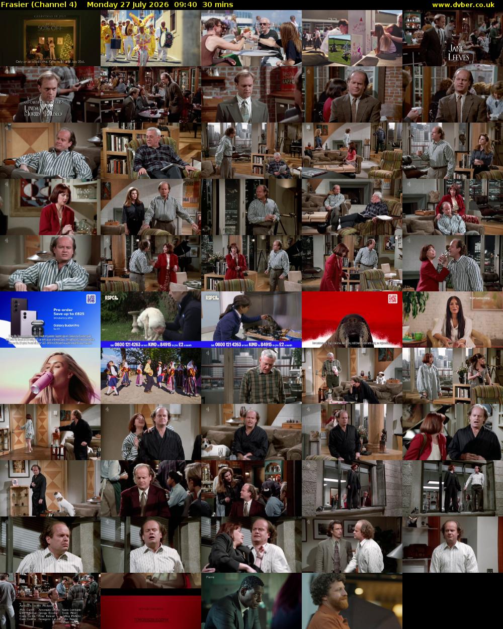 Frasier (Channel 4) Monday 27 July 2026 09:40 - 10:10