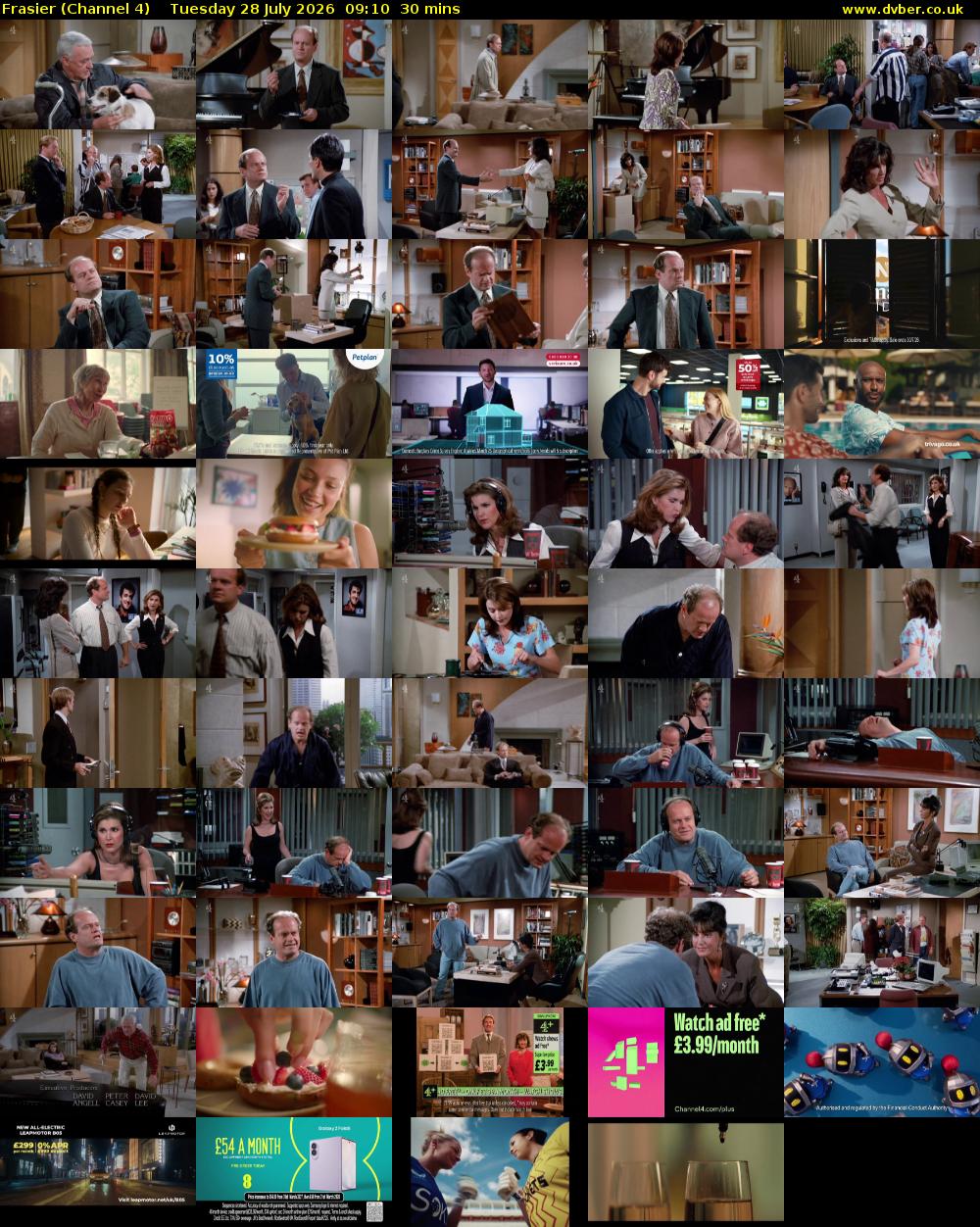 Frasier (Channel 4) Tuesday 28 July 2026 09:10 - 09:40