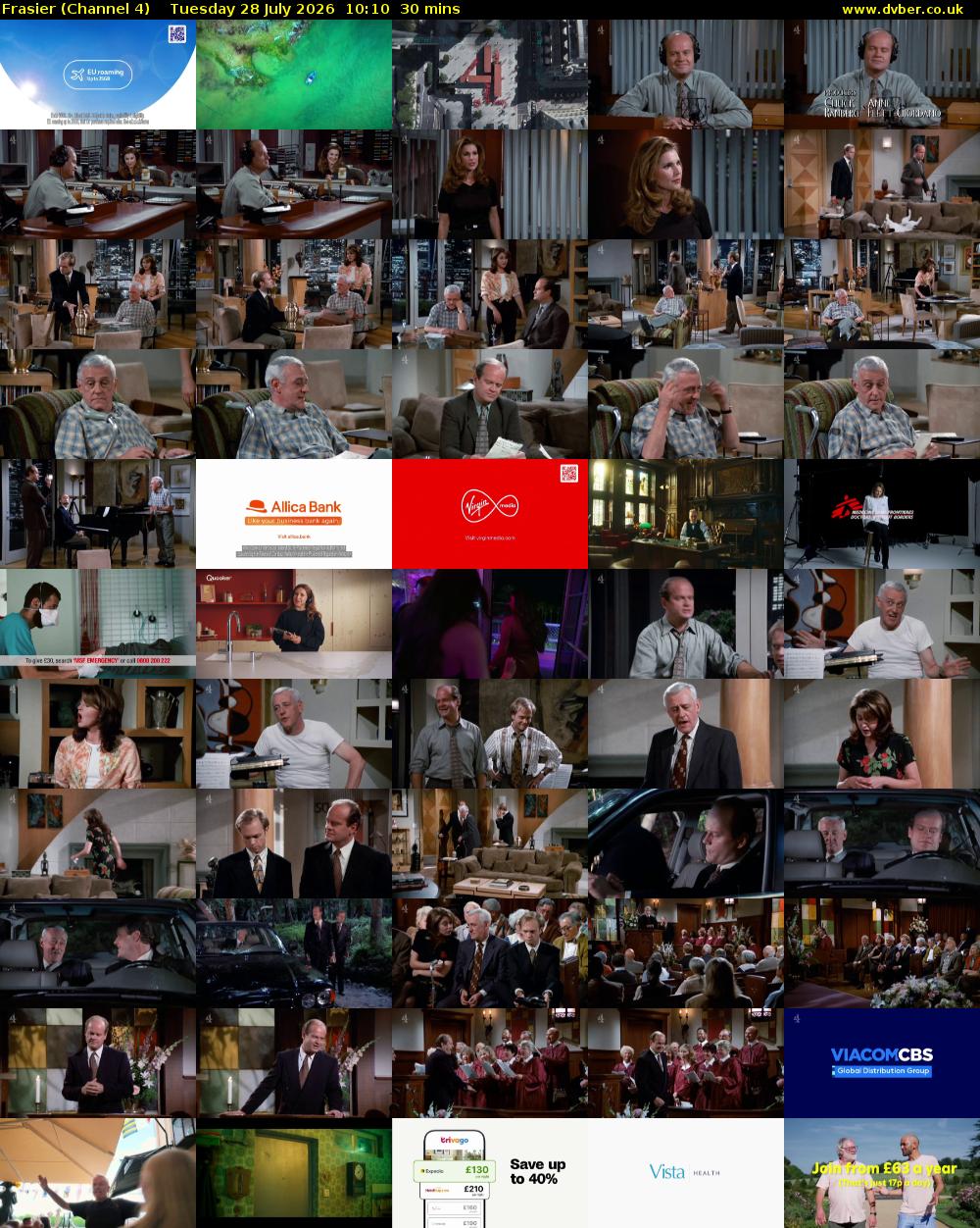 Frasier (Channel 4) Tuesday 28 July 2026 10:10 - 10:40