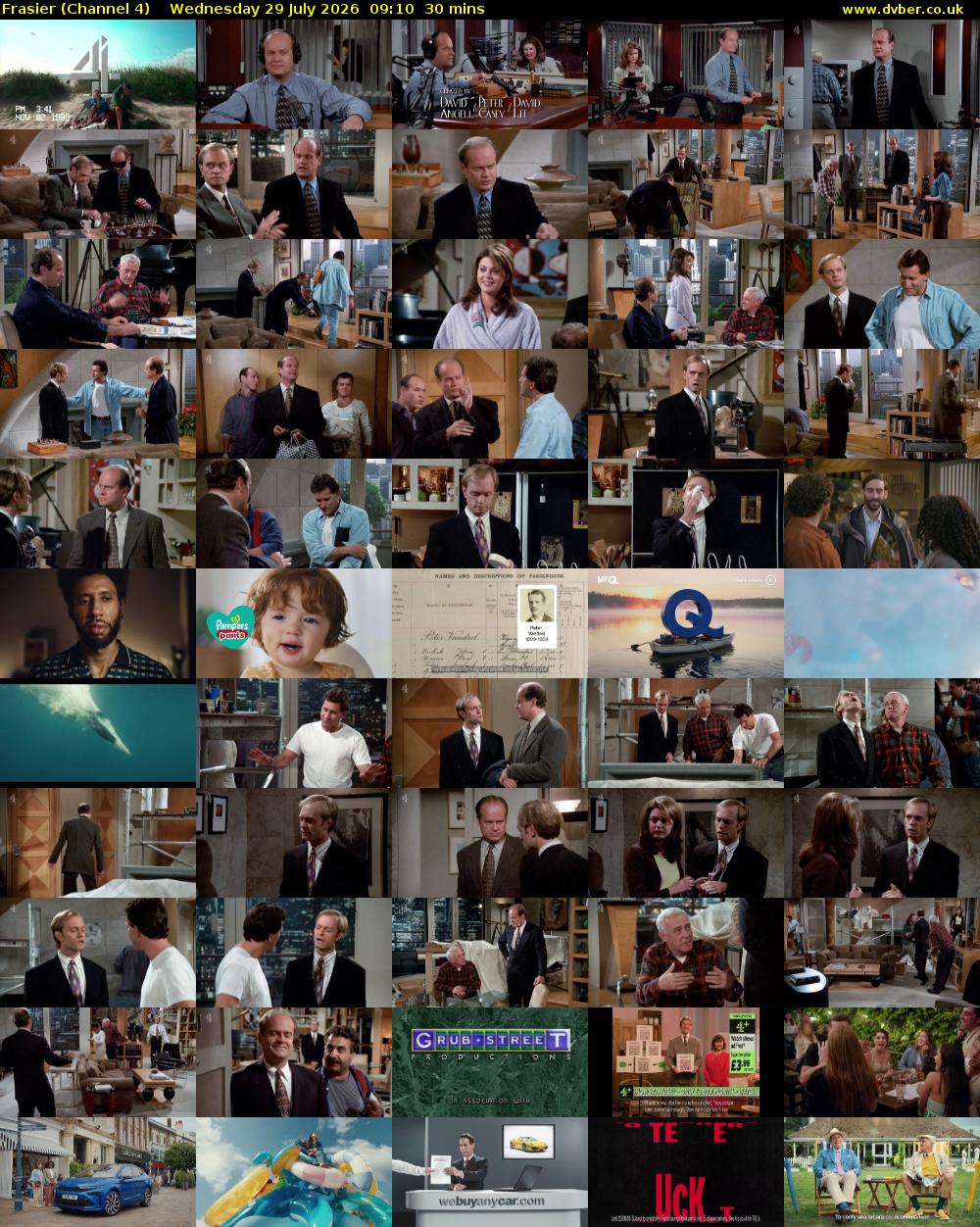 Frasier (Channel 4) Wednesday 29 July 2026 09:10 - 09:40