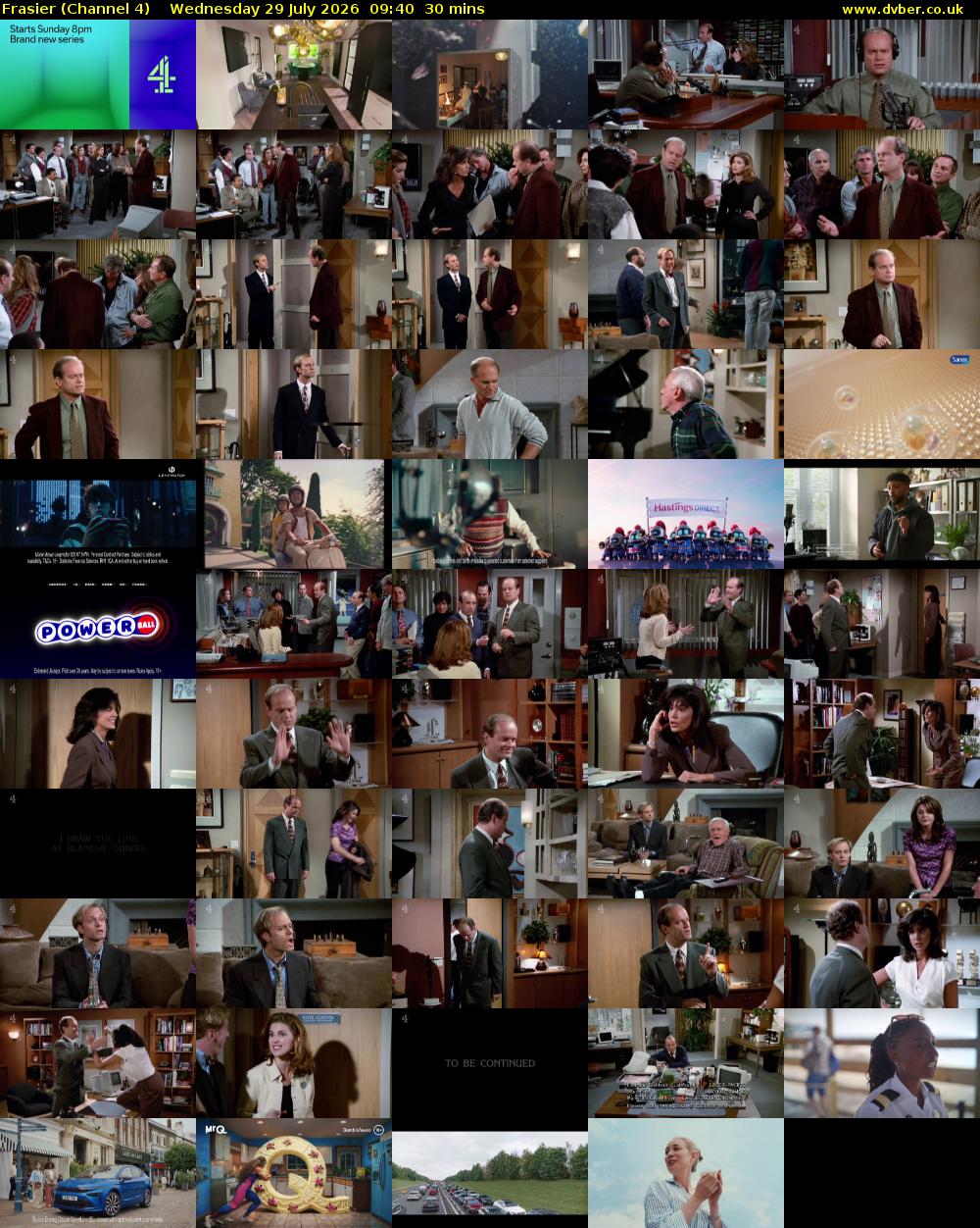 Frasier (Channel 4) Wednesday 29 July 2026 09:40 - 10:10