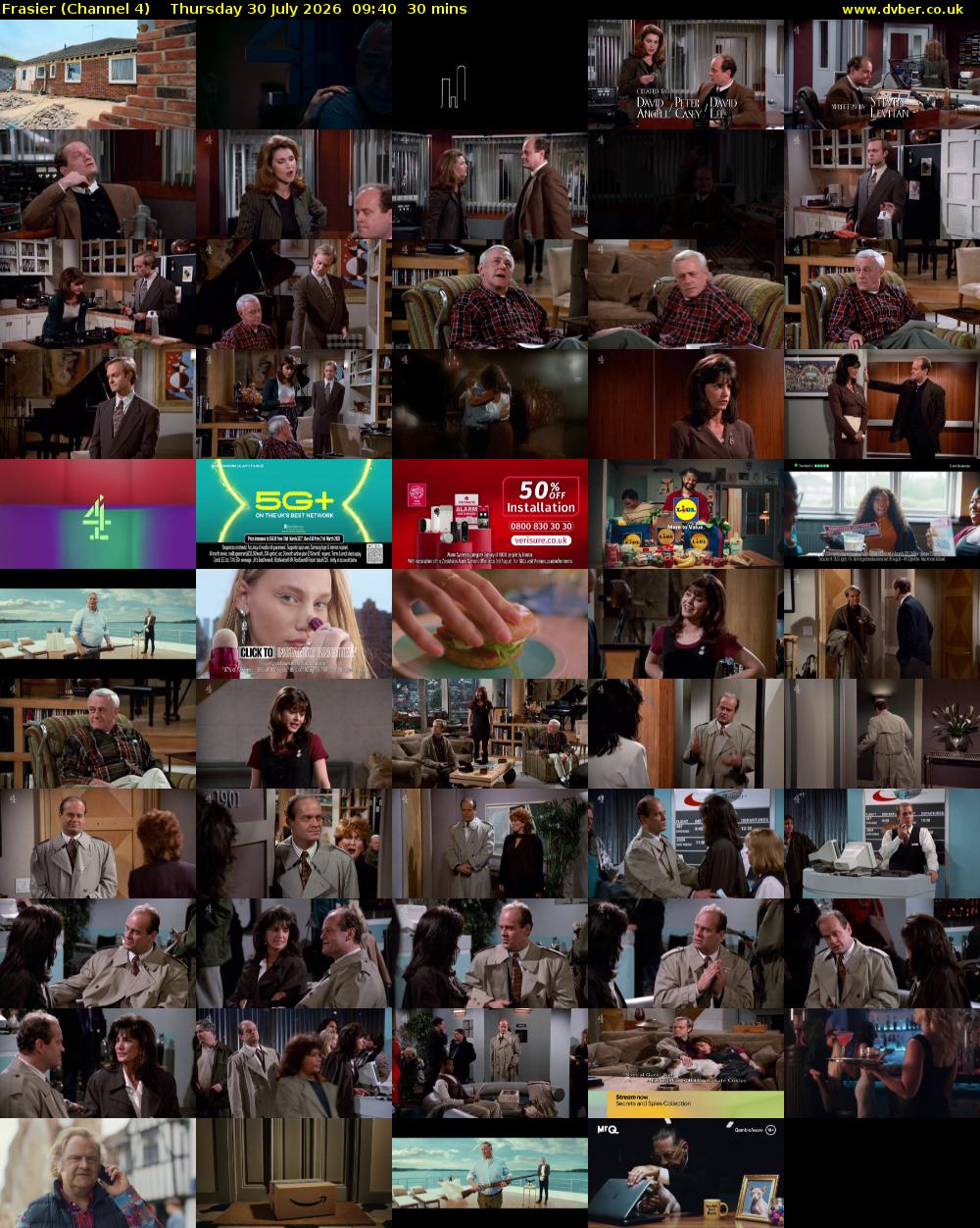 Frasier (Channel 4) Thursday 30 July 2026 09:40 - 10:10