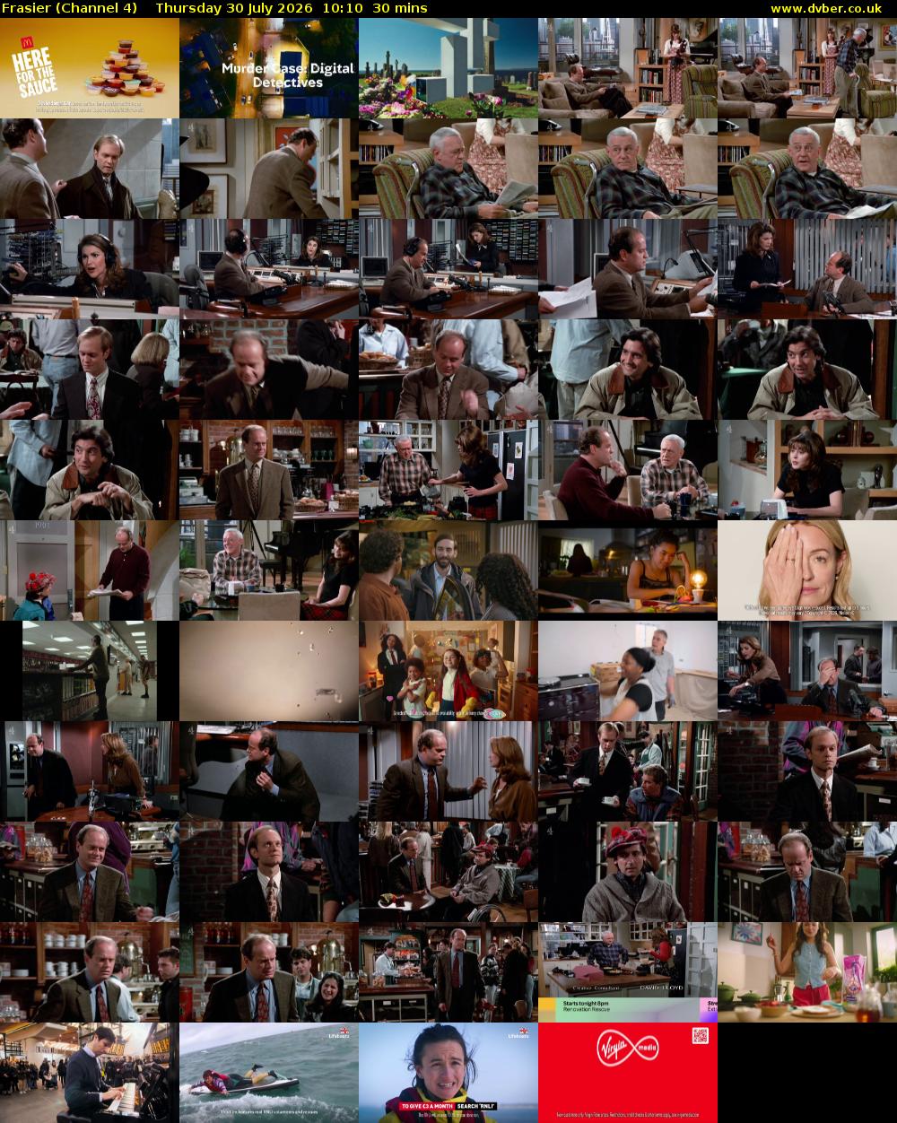 Frasier (Channel 4) Thursday 30 July 2026 10:10 - 10:40