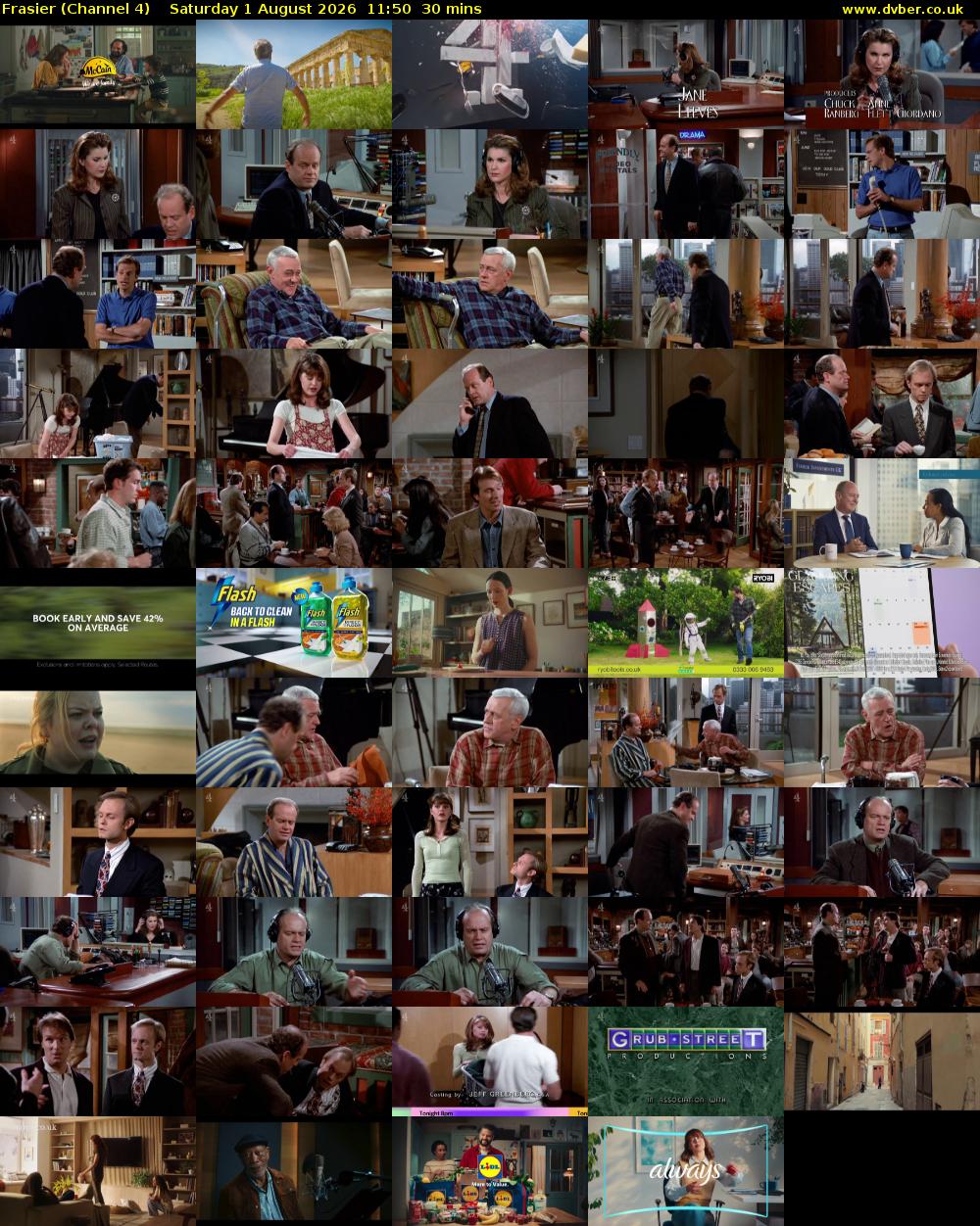 Frasier (Channel 4) Saturday 1 August 2026 11:50 - 12:20