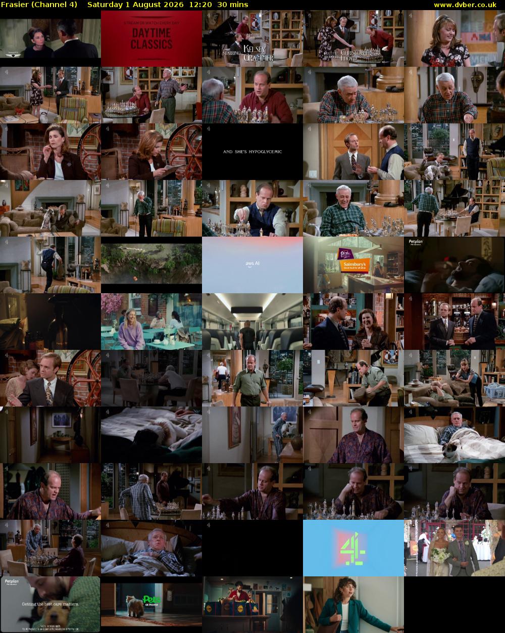Frasier (Channel 4) Saturday 1 August 2026 12:20 - 12:50