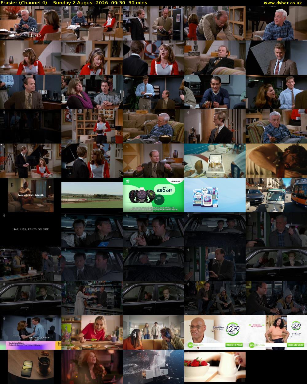 Frasier (Channel 4) Sunday 2 August 2026 09:30 - 10:00