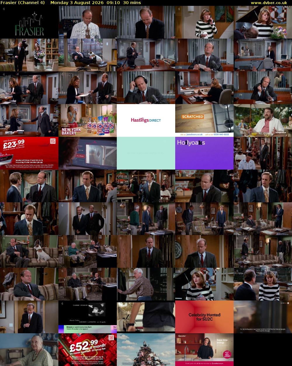 Frasier (Channel 4) Monday 3 August 2026 09:10 - 09:40