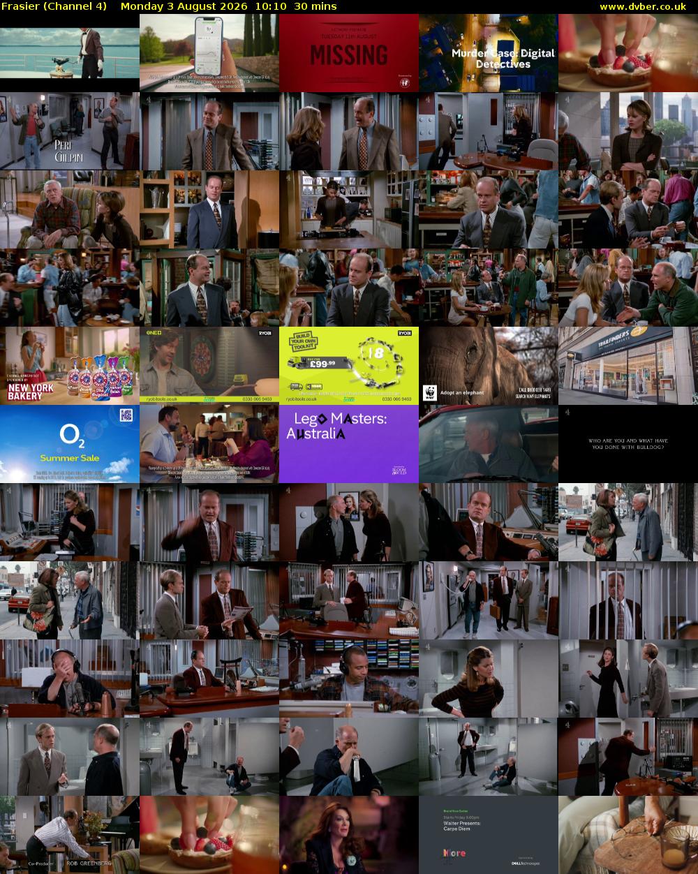 Frasier (Channel 4) Monday 3 August 2026 10:10 - 10:40