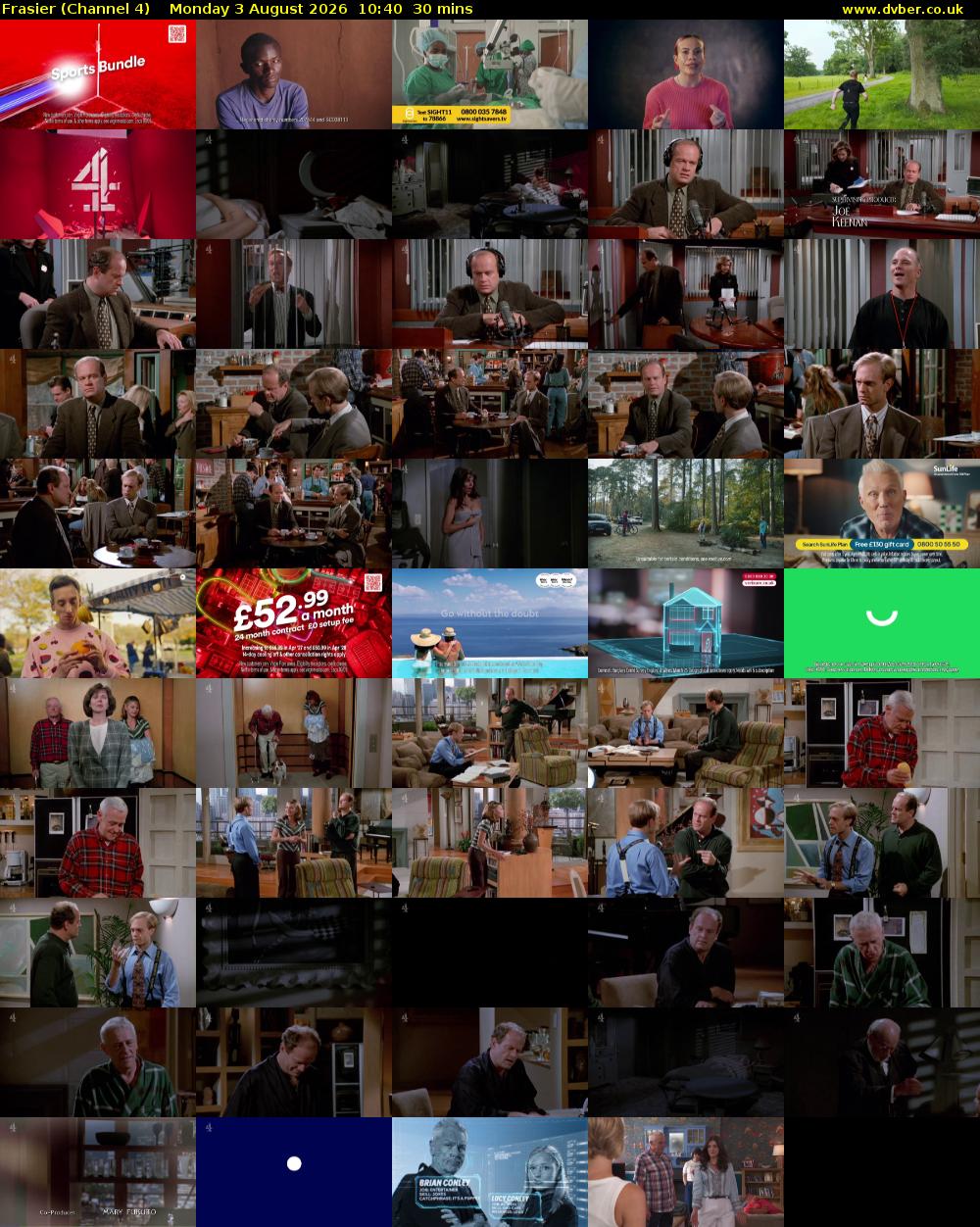 Frasier (Channel 4) Monday 3 August 2026 10:40 - 11:10