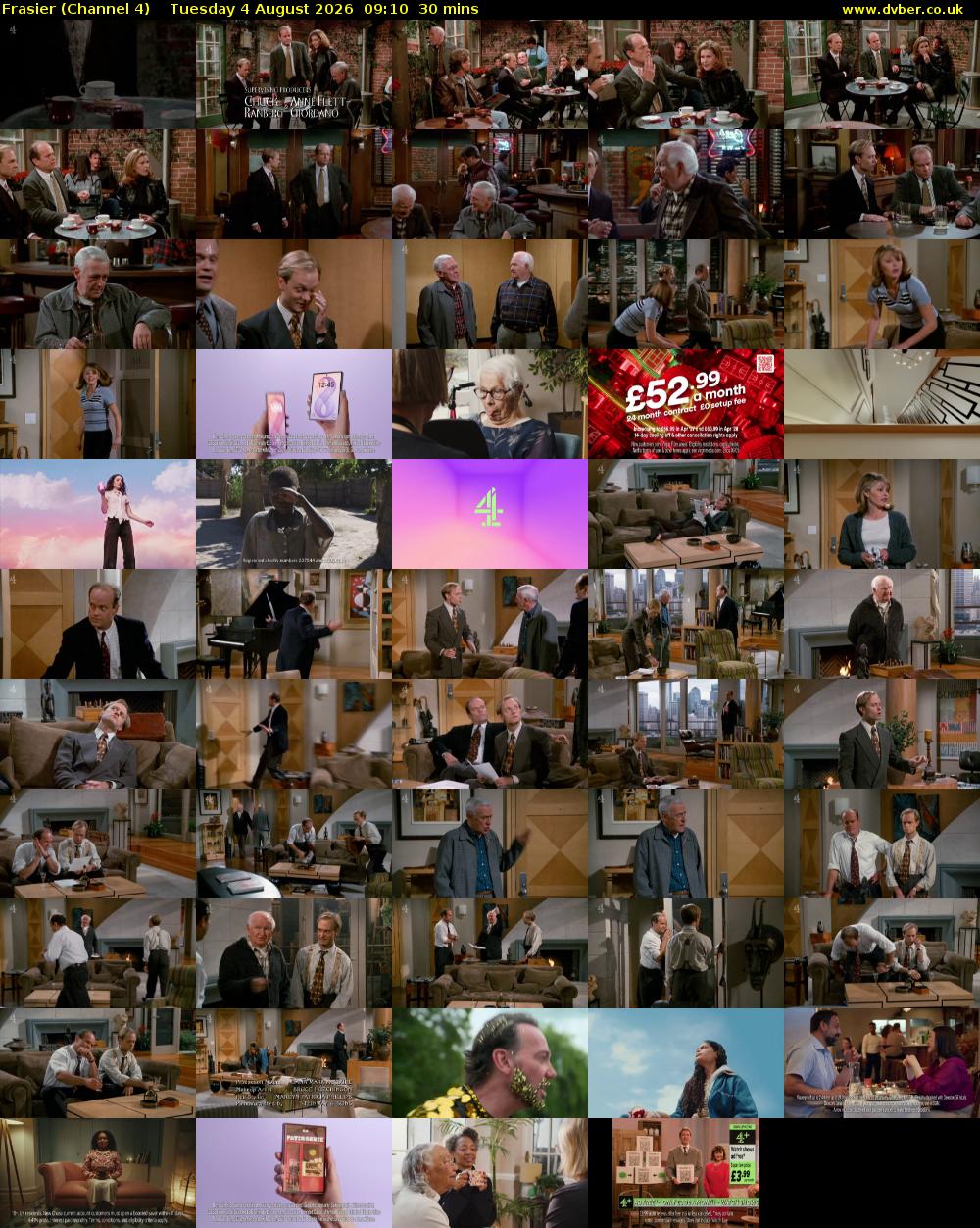 Frasier (Channel 4) Tuesday 4 August 2026 09:10 - 09:40