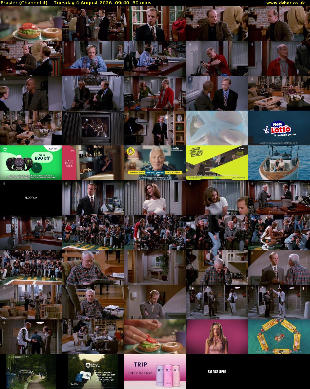 Frasier (Channel 4) Tuesday 4 August 2026 09:40 - 10:10