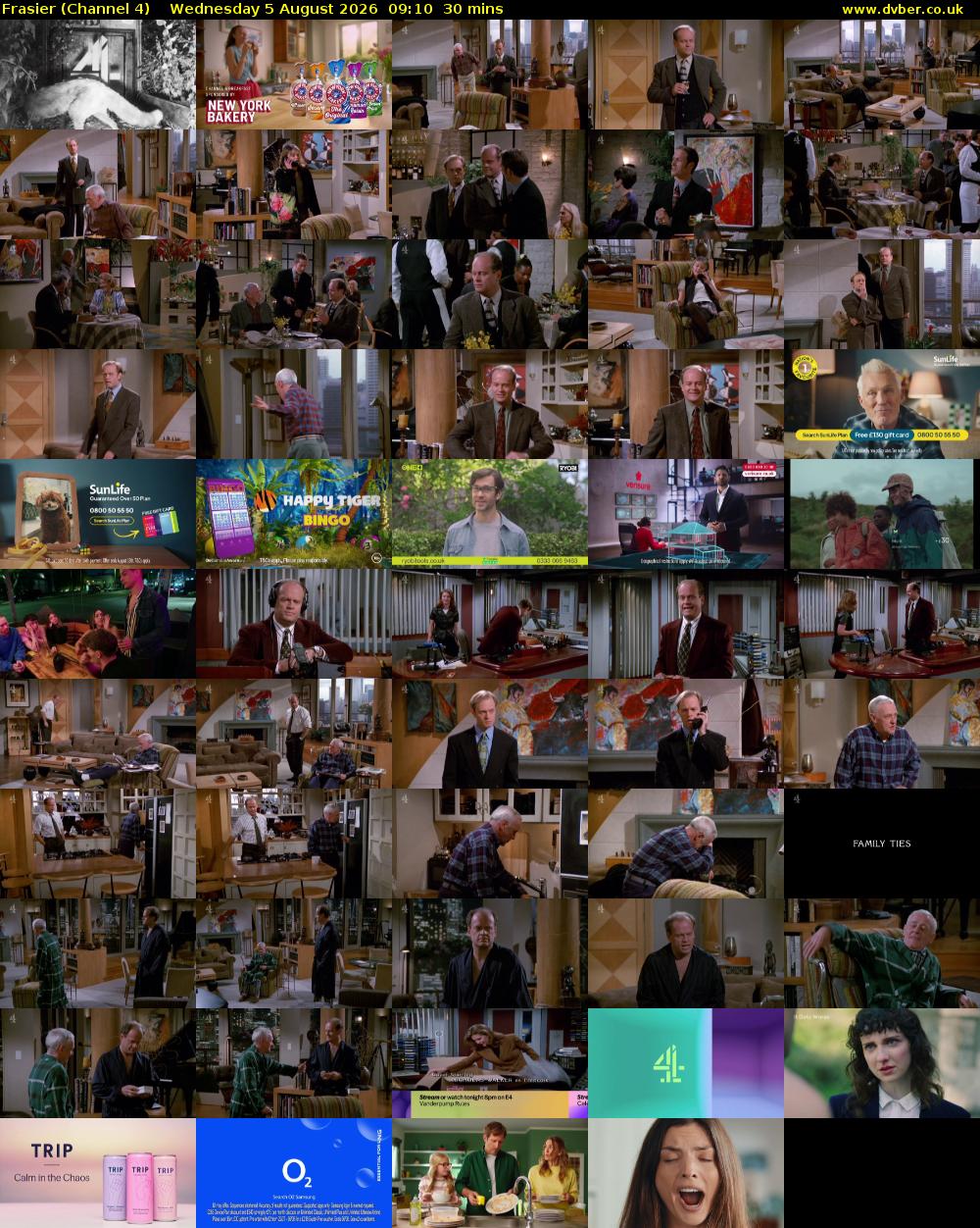 Frasier (Channel 4) Wednesday 5 August 2026 09:10 - 09:40