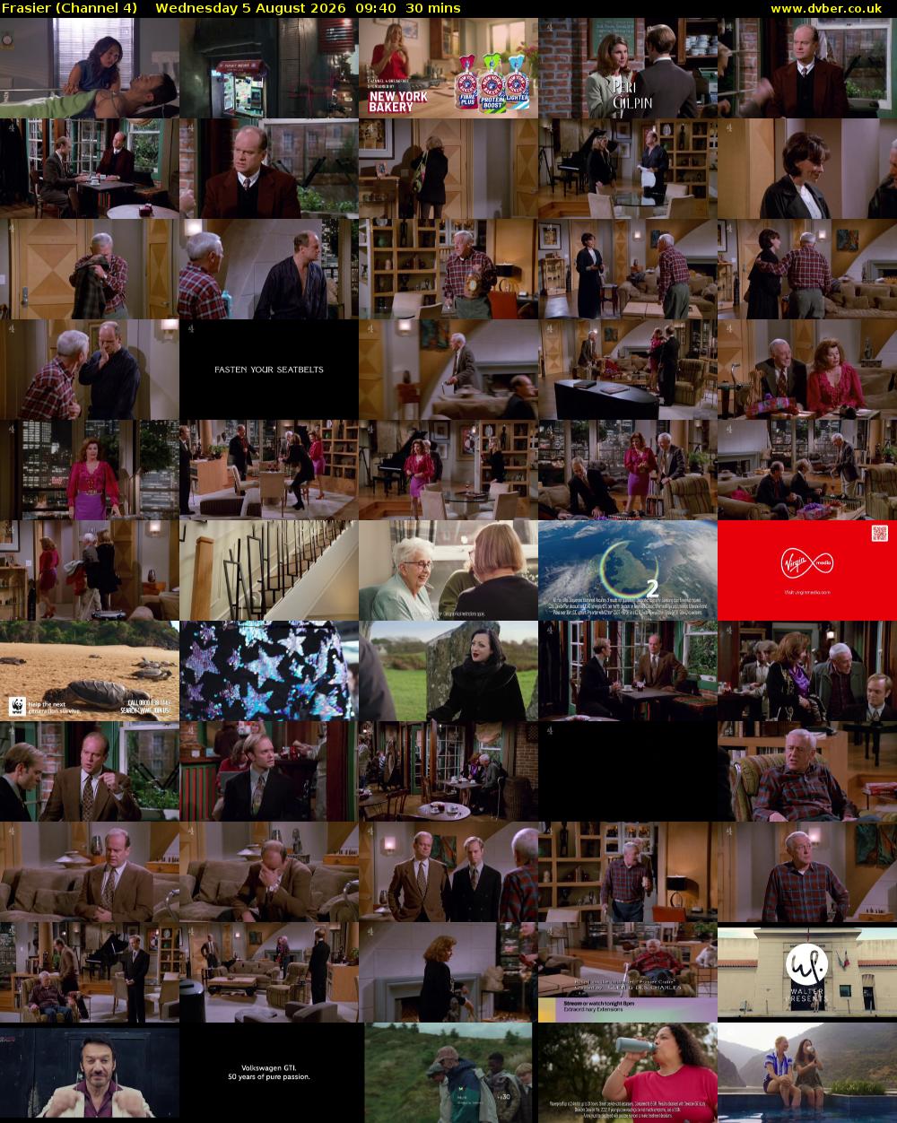 Frasier (Channel 4) Wednesday 5 August 2026 09:40 - 10:10