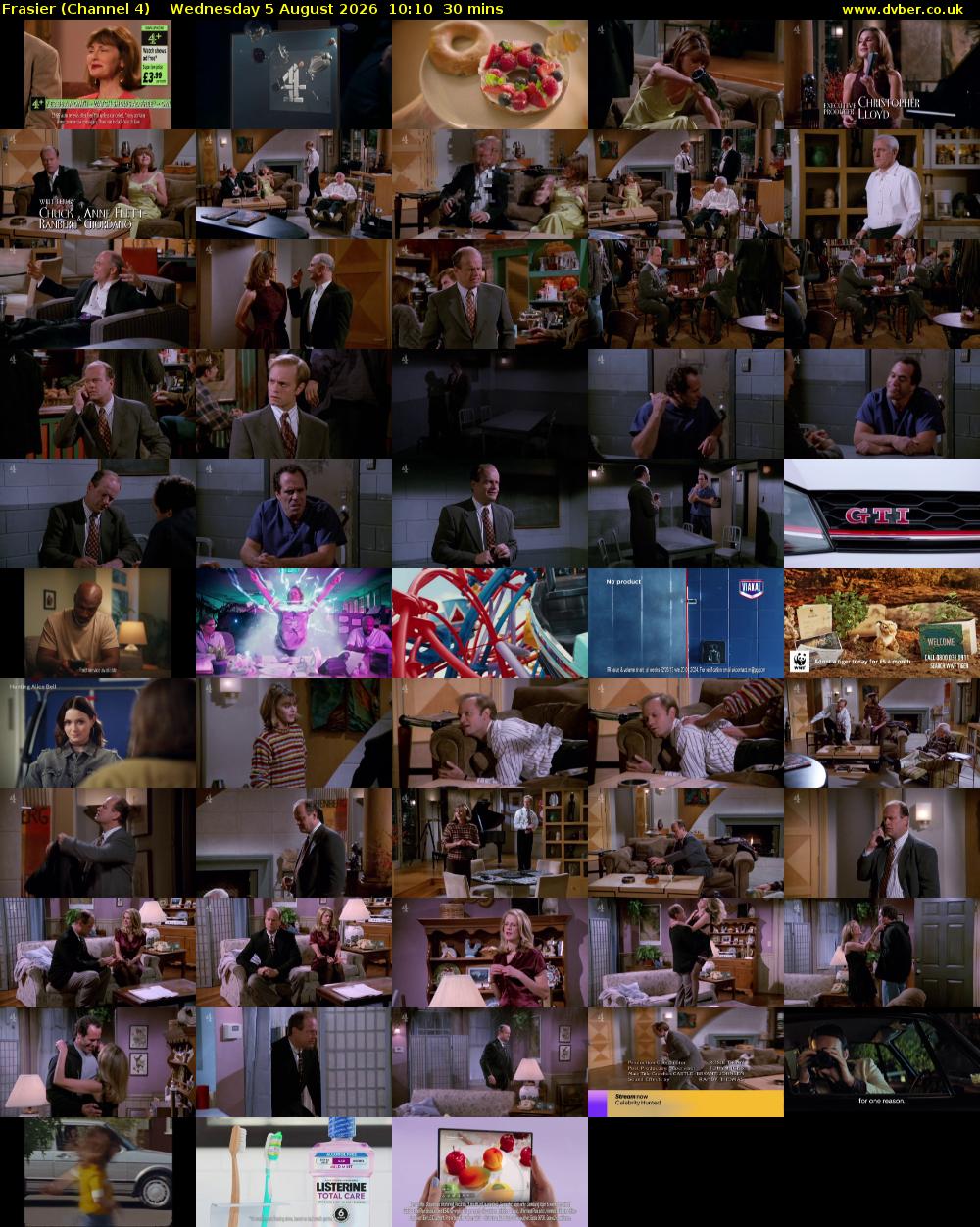 Frasier (Channel 4) Wednesday 5 August 2026 10:10 - 10:40