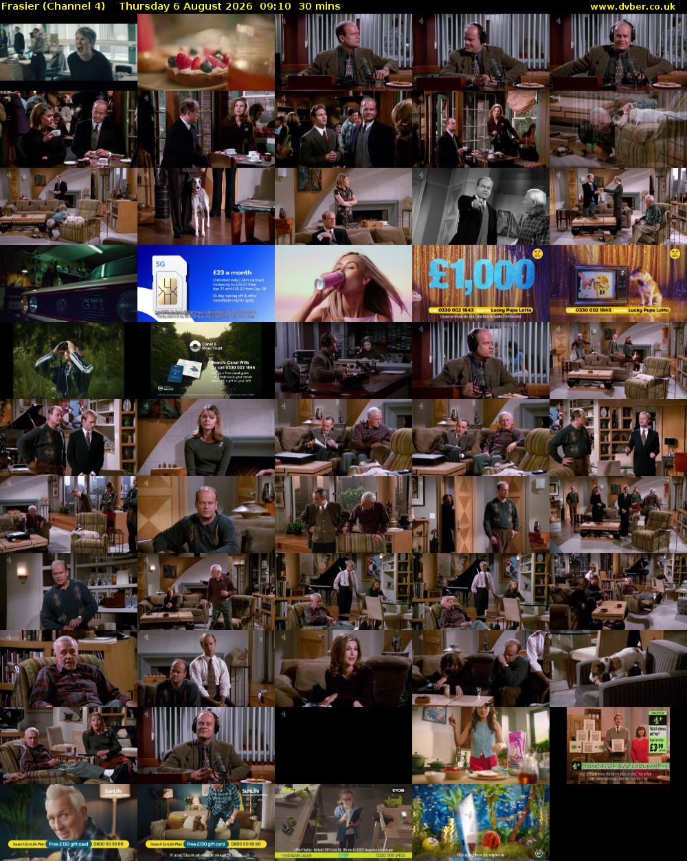 Frasier (Channel 4) Thursday 6 August 2026 09:10 - 09:40