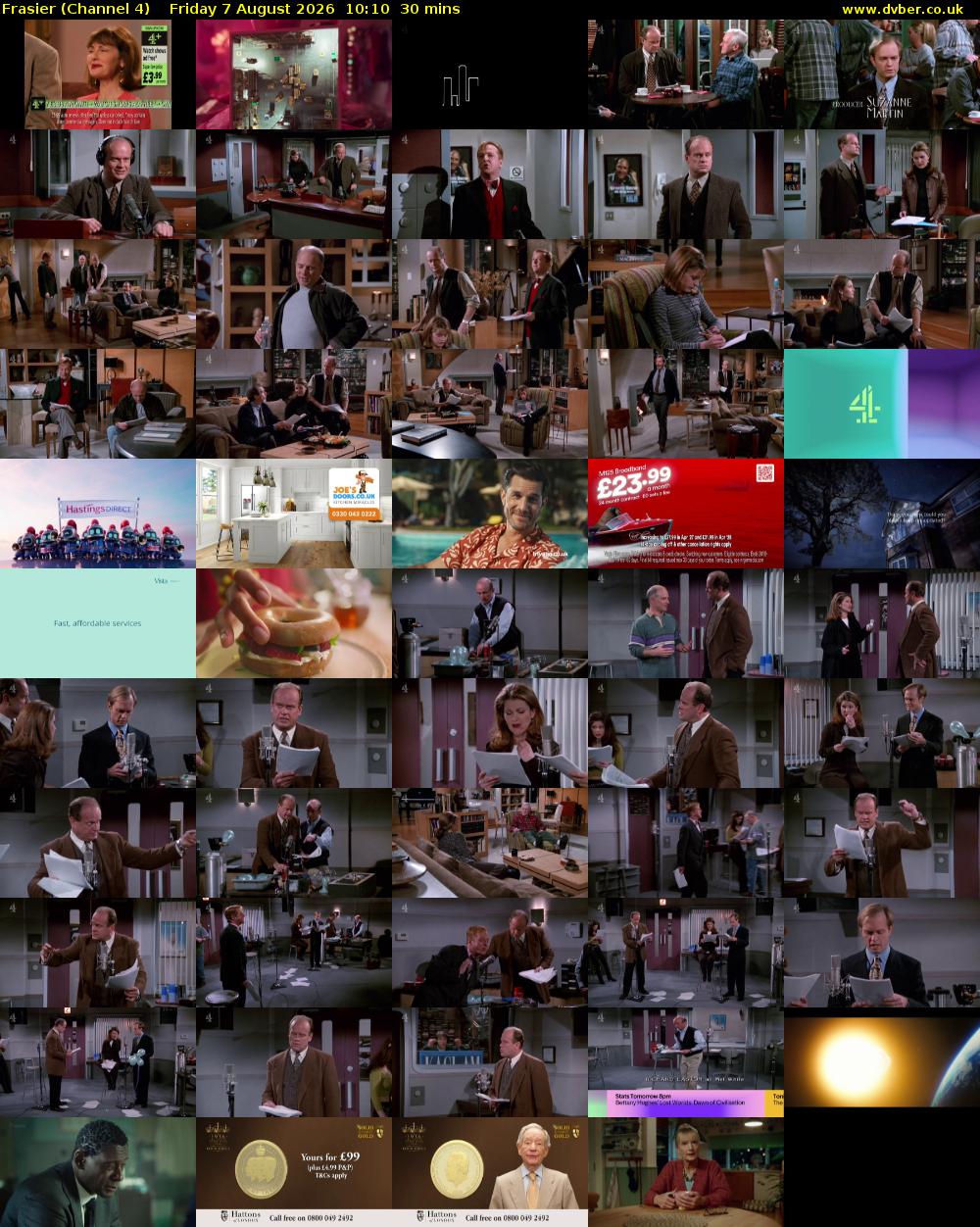 Frasier (Channel 4) Friday 7 August 2026 10:10 - 10:40