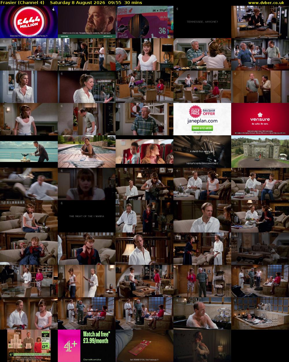 Frasier (Channel 4) Saturday 8 August 2026 09:55 - 10:25