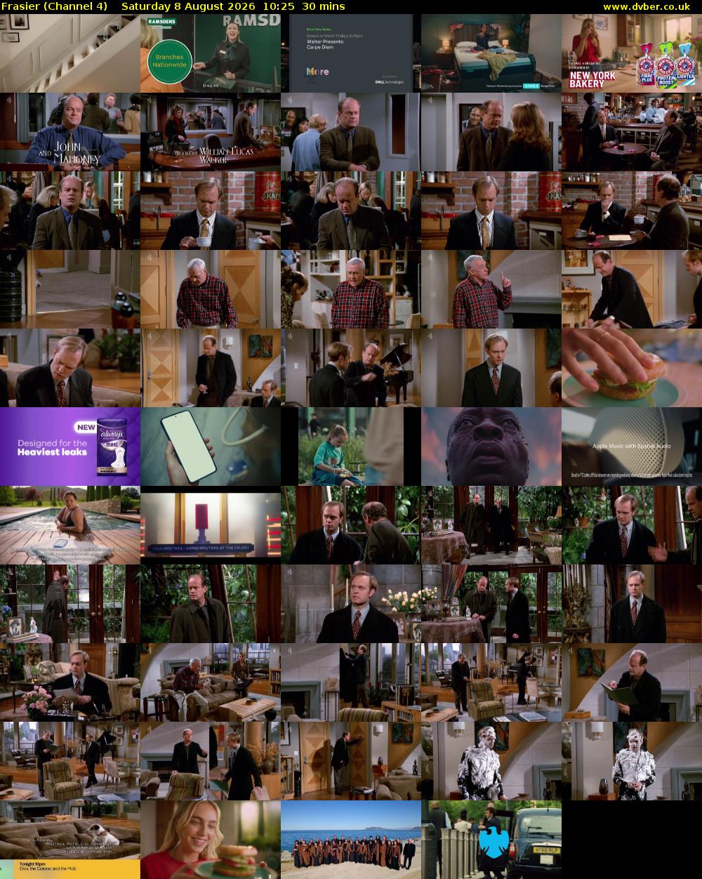 Frasier (Channel 4) Saturday 8 August 2026 10:25 - 10:55