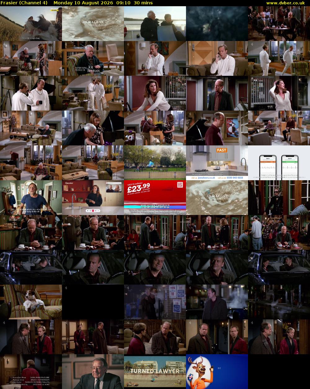 Frasier (Channel 4) Monday 10 August 2026 09:10 - 09:40