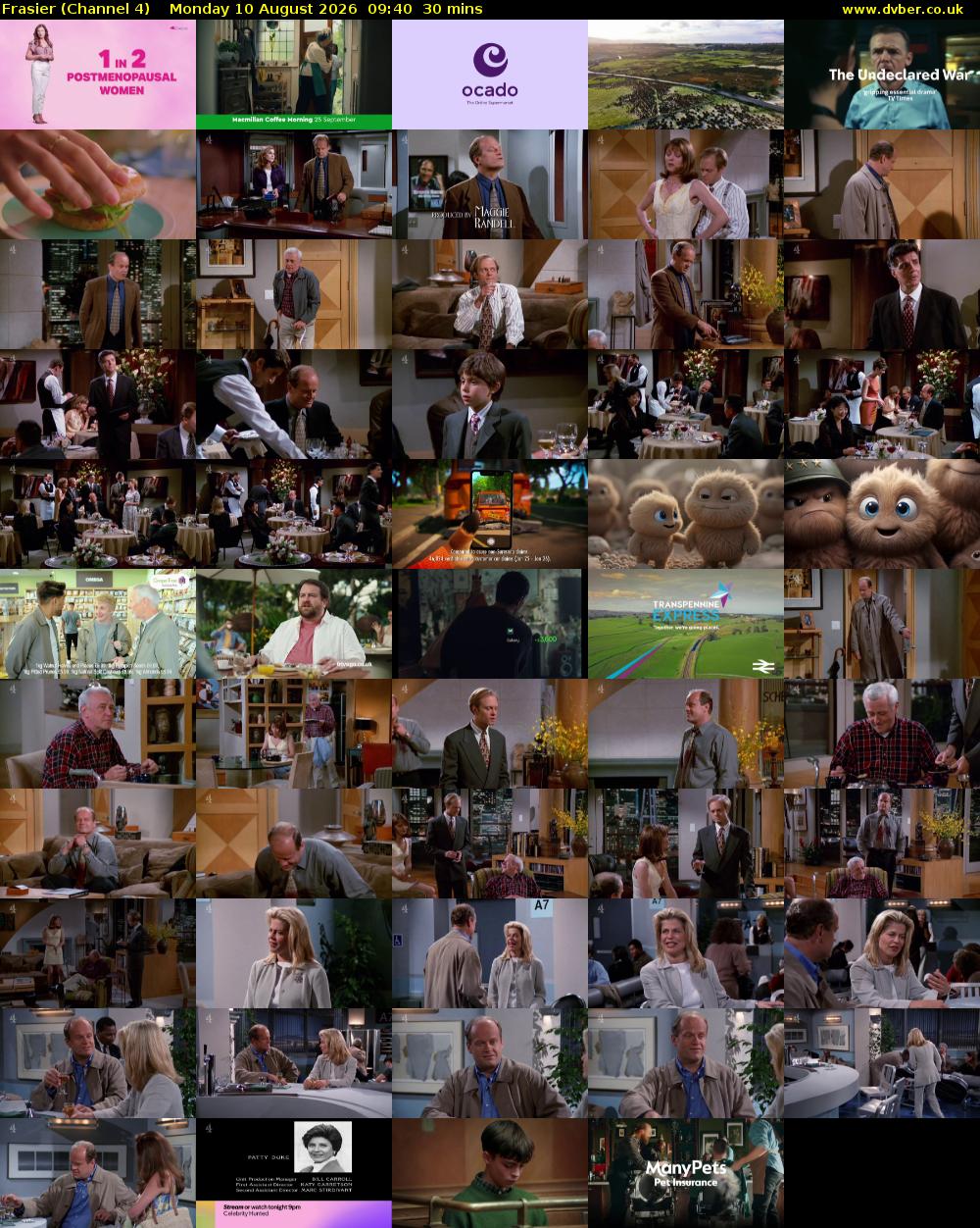 Frasier (Channel 4) Monday 10 August 2026 09:40 - 10:10