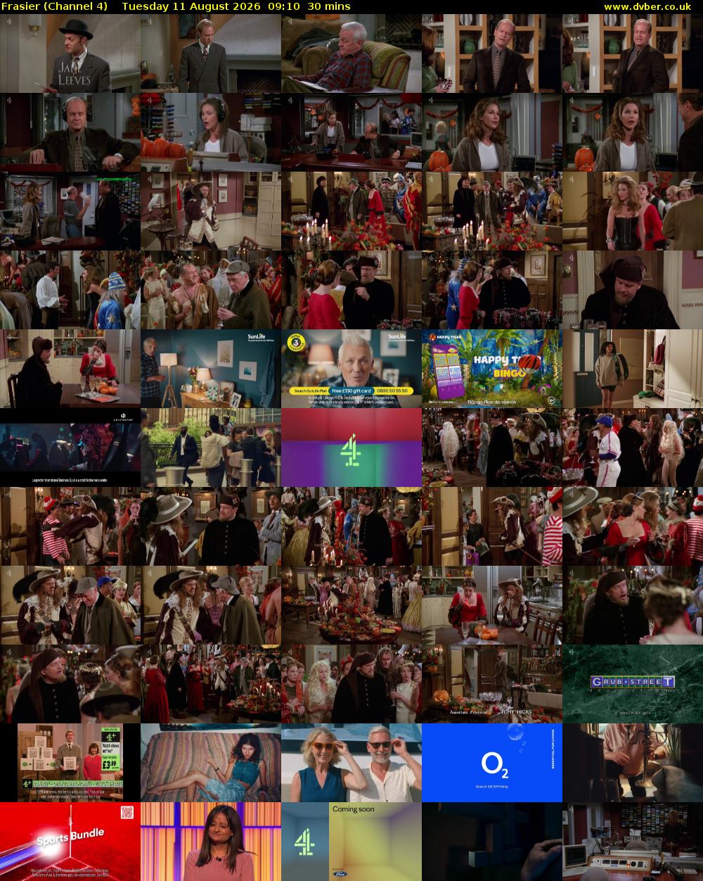 Frasier (Channel 4) Tuesday 11 August 2026 09:10 - 09:40