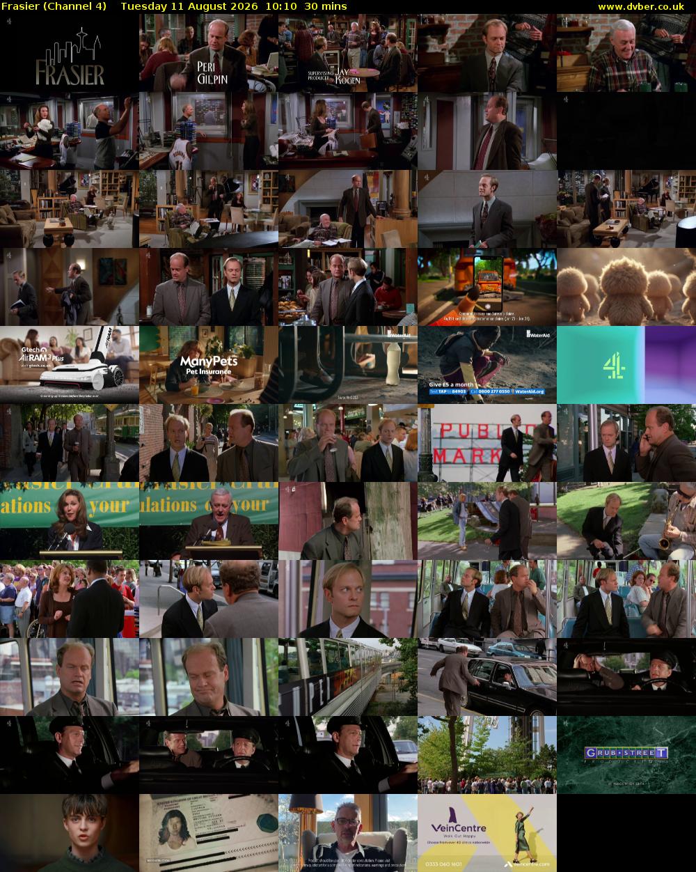 Frasier (Channel 4) Tuesday 11 August 2026 10:10 - 10:40