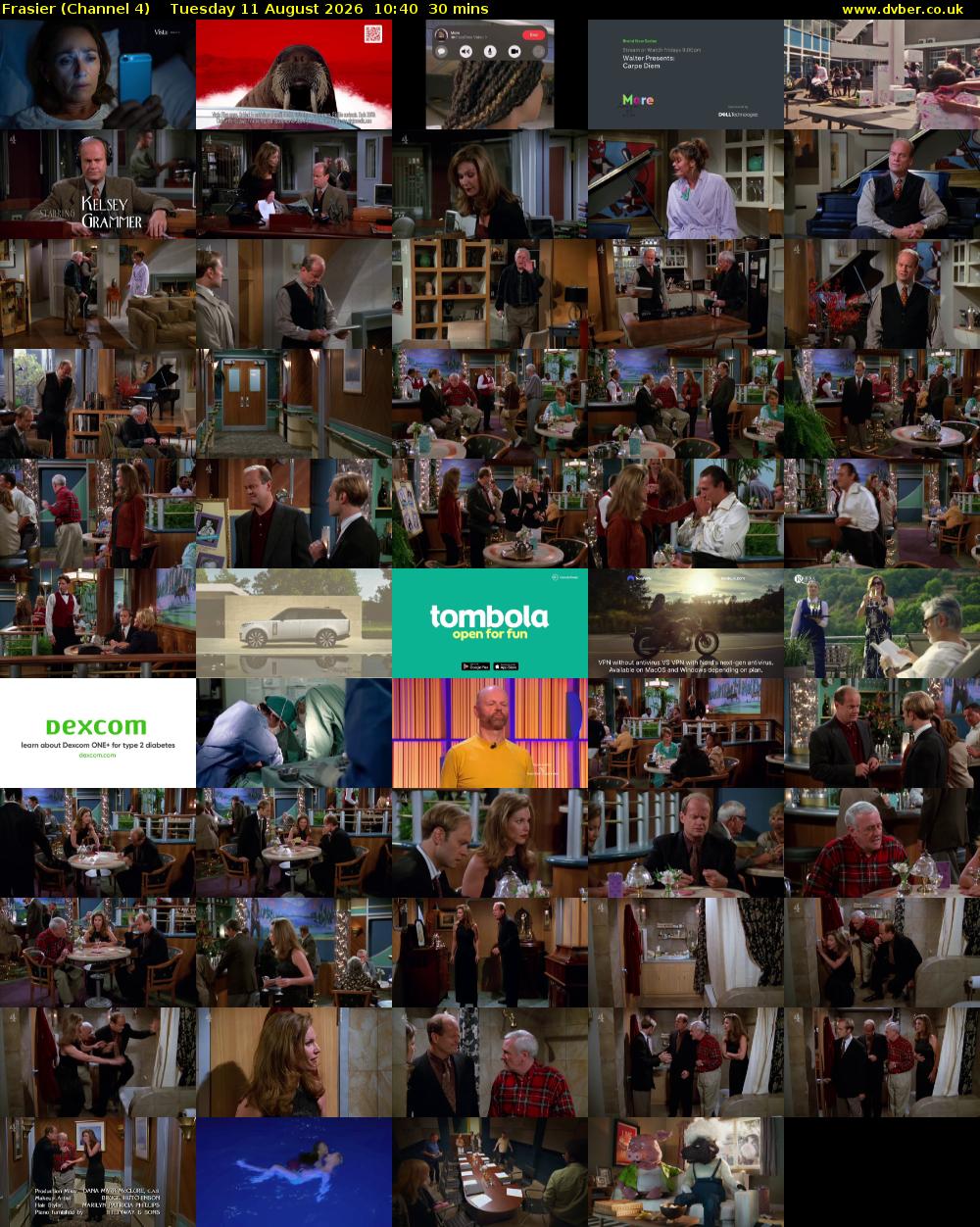 Frasier (Channel 4) Tuesday 11 August 2026 10:40 - 11:10