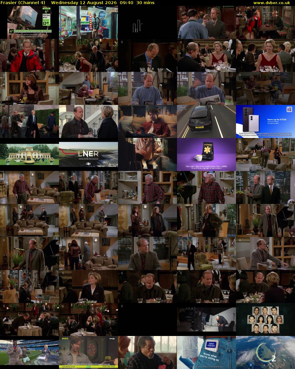 Frasier (Channel 4) Wednesday 12 August 2026 09:40 - 10:10